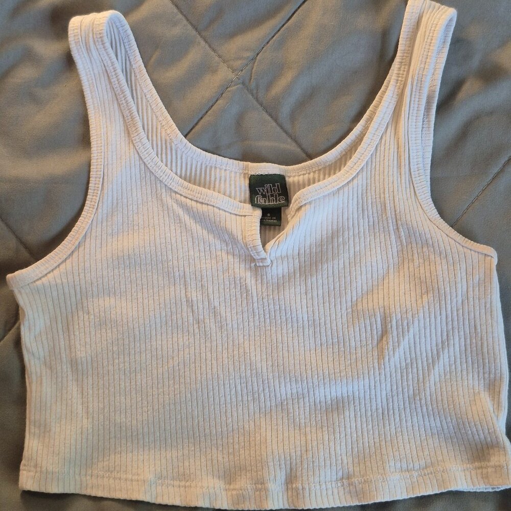 Ser of 2 Wild Fable tops size S Coral tube top and white cropped tank top